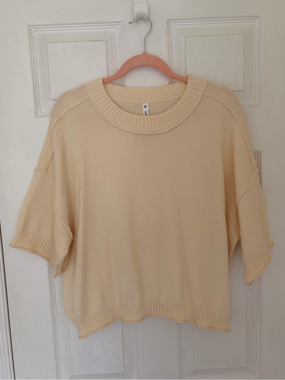Wishlist Cream Short-Sleeve Crewneck Sweater